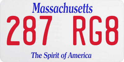 MA license plate 287RG8