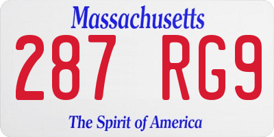 MA license plate 287RG9