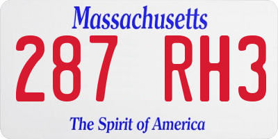 MA license plate 287RH3