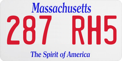 MA license plate 287RH5