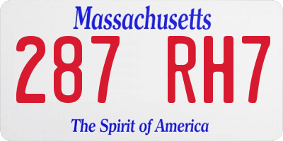MA license plate 287RH7