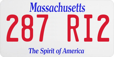MA license plate 287RI2