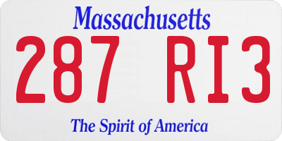 MA license plate 287RI3