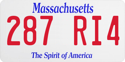 MA license plate 287RI4