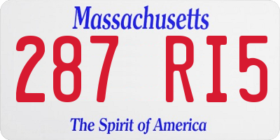 MA license plate 287RI5