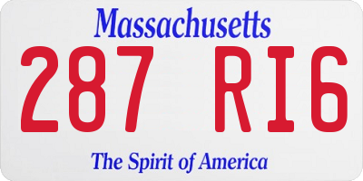 MA license plate 287RI6