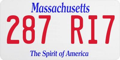 MA license plate 287RI7