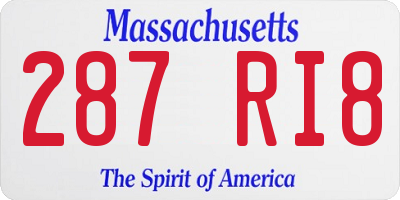 MA license plate 287RI8