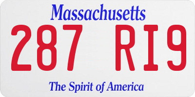 MA license plate 287RI9