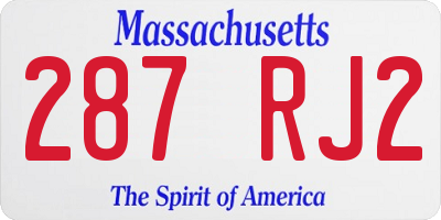 MA license plate 287RJ2