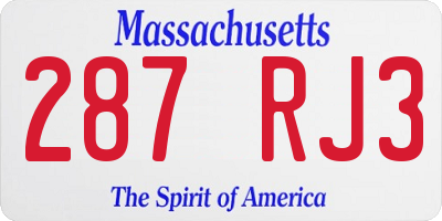 MA license plate 287RJ3