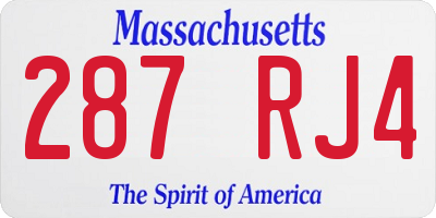 MA license plate 287RJ4