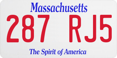 MA license plate 287RJ5