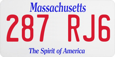 MA license plate 287RJ6