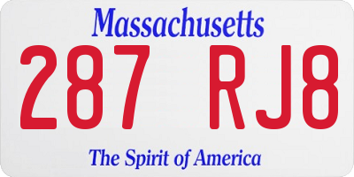 MA license plate 287RJ8