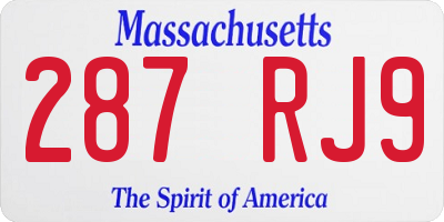 MA license plate 287RJ9