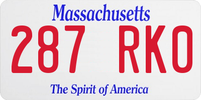 MA license plate 287RK0