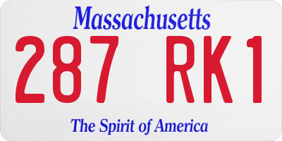 MA license plate 287RK1