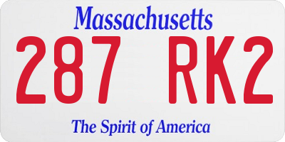 MA license plate 287RK2
