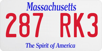MA license plate 287RK3