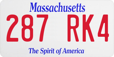 MA license plate 287RK4