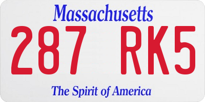 MA license plate 287RK5