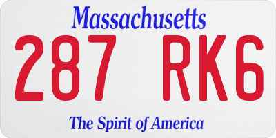 MA license plate 287RK6