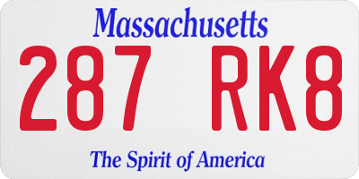 MA license plate 287RK8