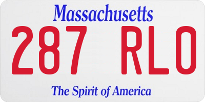 MA license plate 287RL0