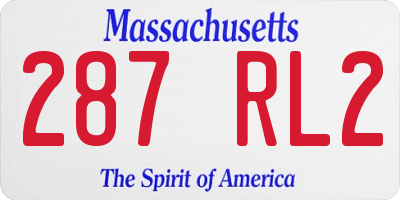 MA license plate 287RL2