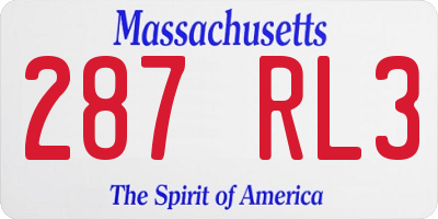 MA license plate 287RL3