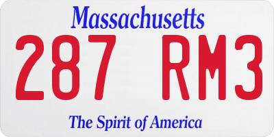 MA license plate 287RM3