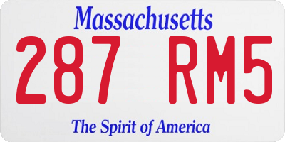 MA license plate 287RM5