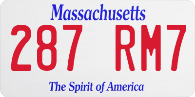 MA license plate 287RM7