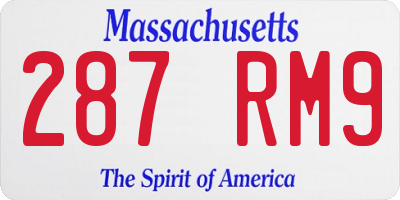 MA license plate 287RM9