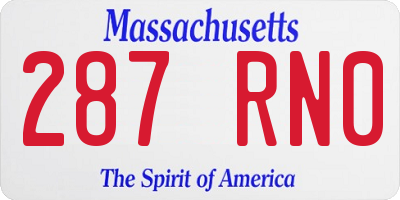 MA license plate 287RN0