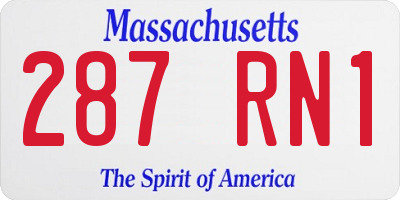 MA license plate 287RN1