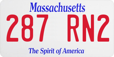 MA license plate 287RN2