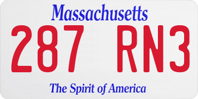 MA license plate 287RN3