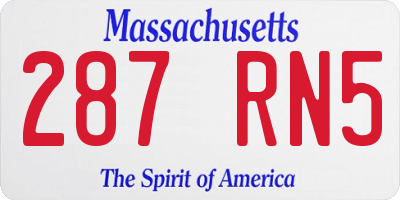 MA license plate 287RN5