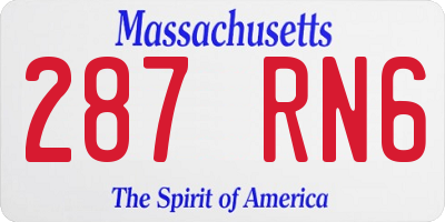 MA license plate 287RN6