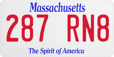 MA license plate 287RN8
