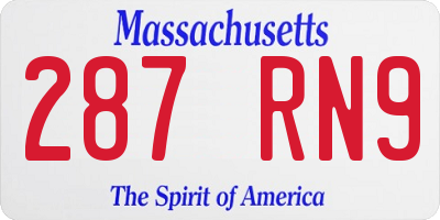 MA license plate 287RN9