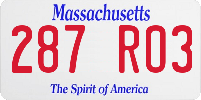 MA license plate 287RO3