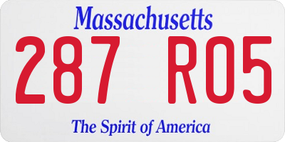 MA license plate 287RO5