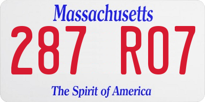 MA license plate 287RO7