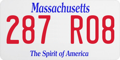 MA license plate 287RO8