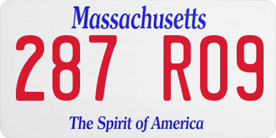 MA license plate 287RO9