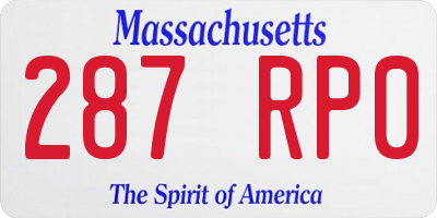 MA license plate 287RP0