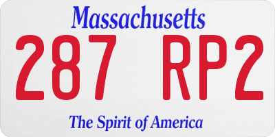 MA license plate 287RP2